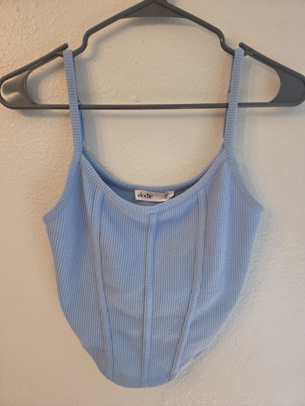 elodie Blue Corset Knit Crop Top